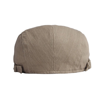 Spring Summer Beret Hat For Men Solid Black Gray Cotton Flat Cap