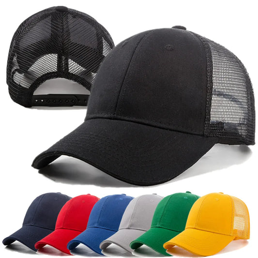 Unisex Mesh Cap Casual Plain Cotton Baseball Cap Adjustable Summer Trucker Hats