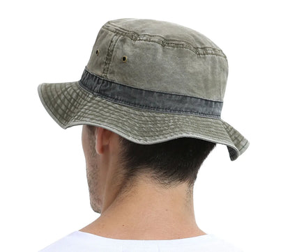 Bucket Hats for Men Washed Cotton Outdoor Panama Hat Summer Fishing Hunting Cap