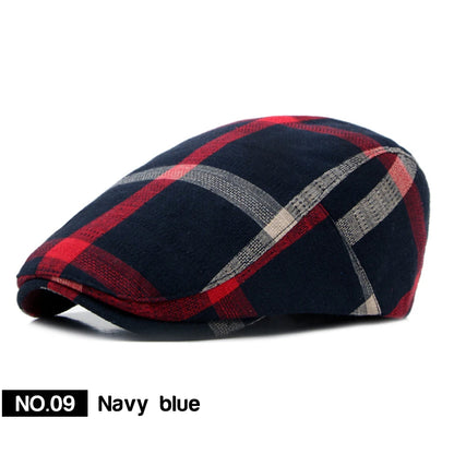 Men Women Classic Englad Style Plaid Berets Caps