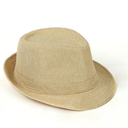 Spring And Summer Men's Hats Fedoras Imitation Linen Top Jazz Hat