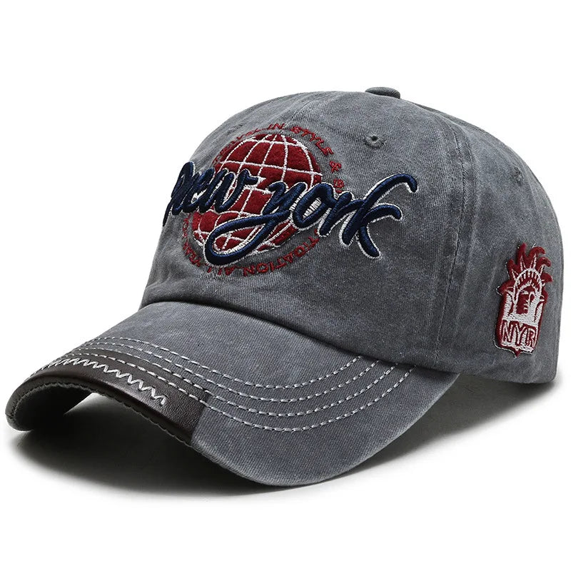 Washed Cotton Men Baseball Cap Denim Snapback Sun Hat