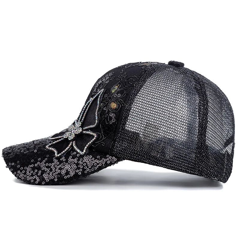 Fashion Women Cap Butterfly Flower Pendant Baseball Cap Female