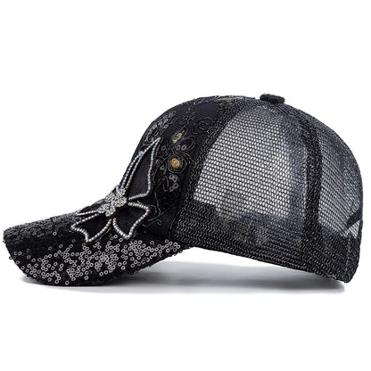Fashion Women Cap Butterfly Flower Pendant Baseball Cap Female