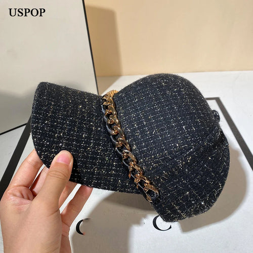 Winter Autumn Chic Casual Outdoor Cap Women‘s Tweed Baseball Caps