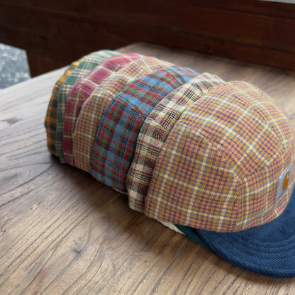 American Color Matching Retro Plaid Soft Brim Bump Cap