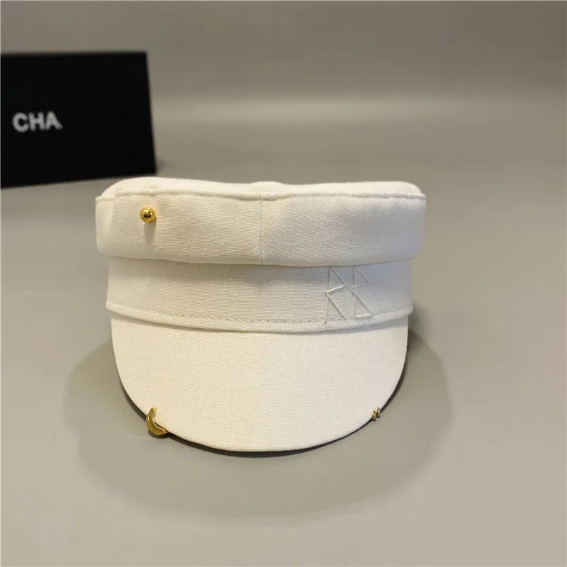 New Cotton And Linen Rhinestone Letter Newsboy Caps Women