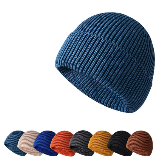 Winter Keep Warm Acrylic Cotton Blend Knitted Fabric Hat For Adult
