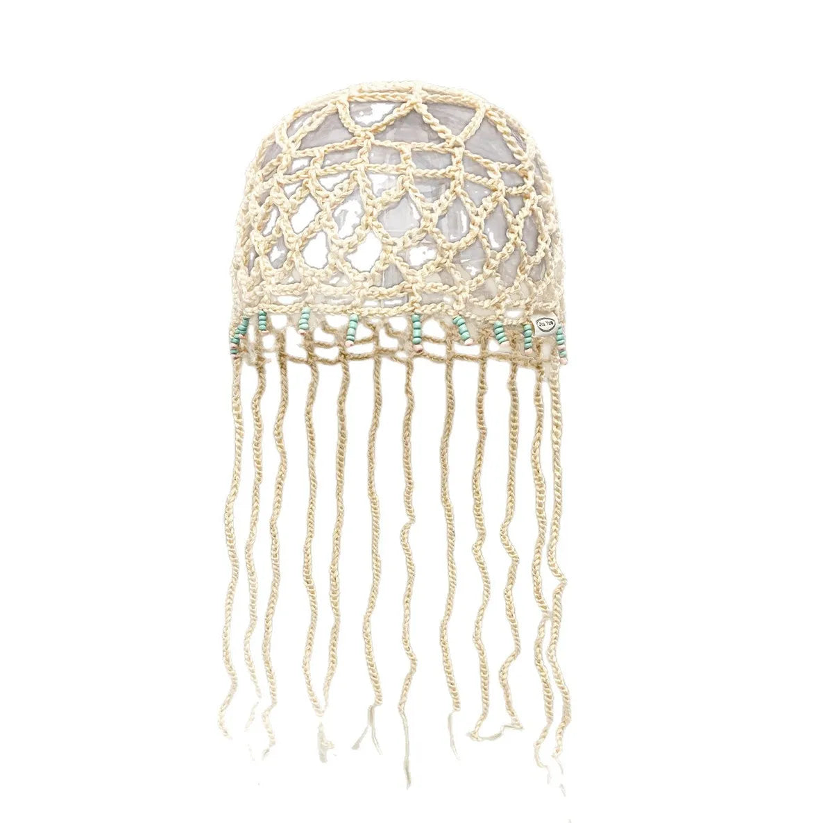 Tassel Hollow Jacquard Knitted Nylon Baotou Hat Women's