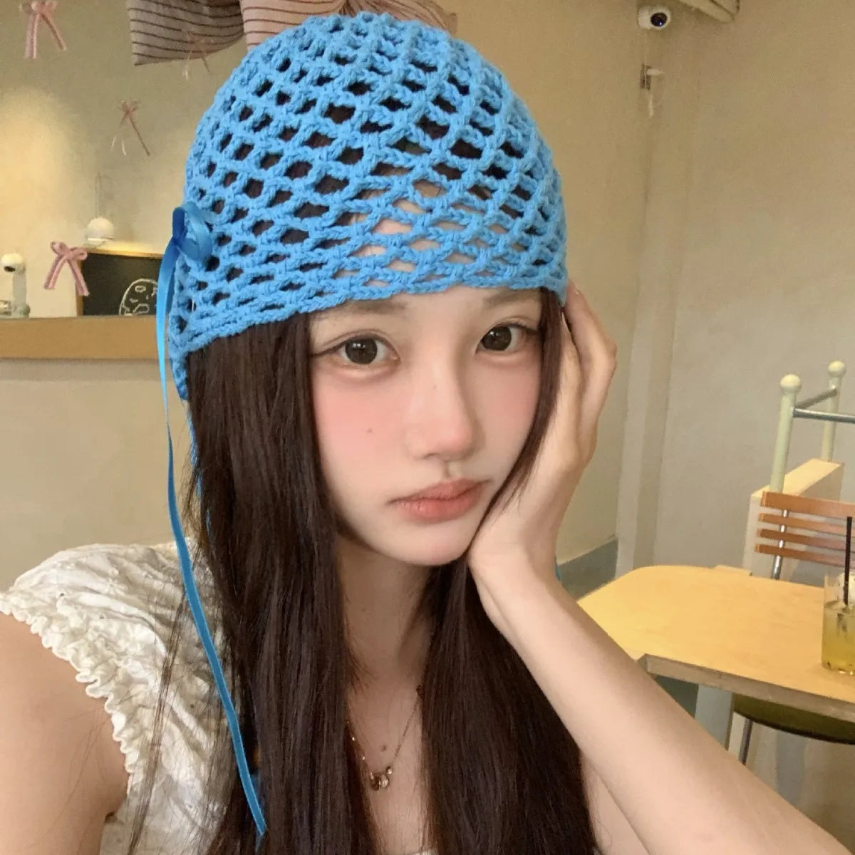 Vintage Elegant Hollow Bow Pullover Adjustable Breathable Hat