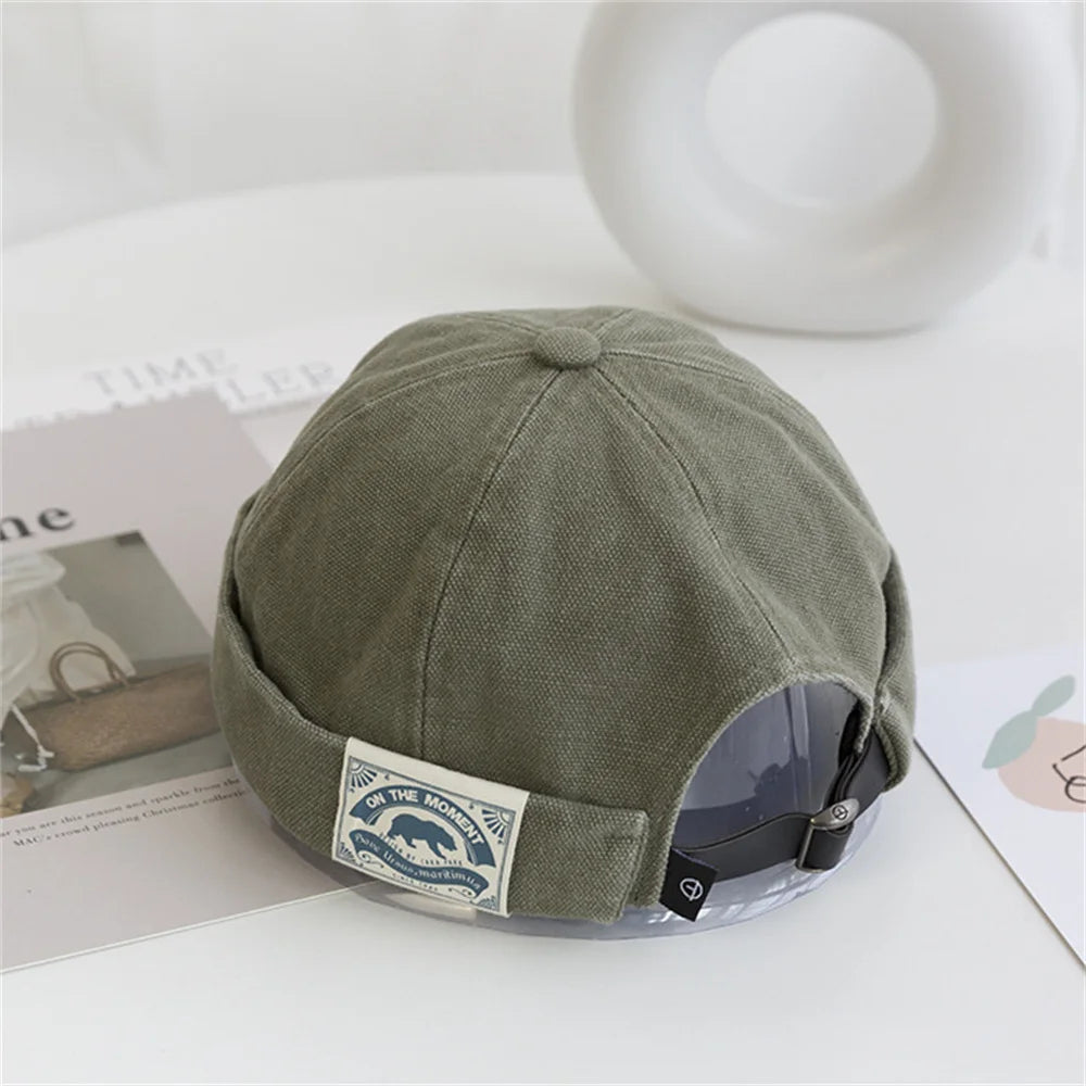 Fashion Cotton Brimless Hat Men Women Retro Skullcap Melon Docker Cap