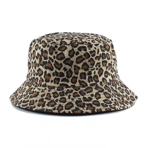 Leopard Print Bucket Hat Reversible Fisherman Hat Outdoor Travel Panama Hat Men and Women