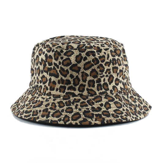 Leopard Print Bucket Hat Reversible Fisherman Hat Outdoor Travel Panama Hat Men and Women