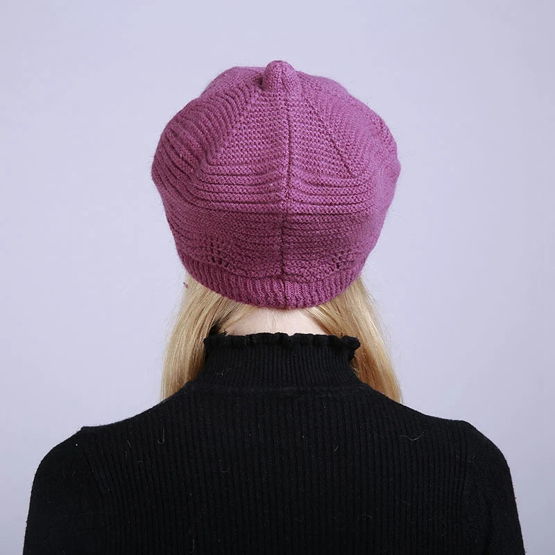 Fashion Knitting Solid Color Thicken Women Winter Hat