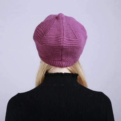 Fashion Knitting Solid Color Thicken Women Winter Hat