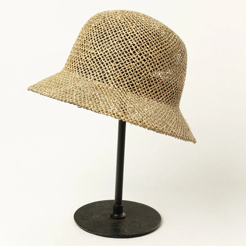 Promotional Price Classical Women Cloche Sun Hat Seagrass Beach Straw Hat