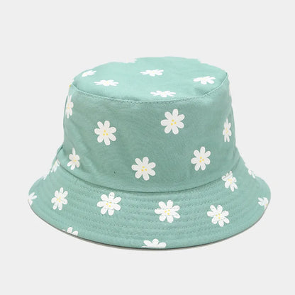Four Seasons Cotton Flower Print Bucket Hat Fisherman Hat Outdoor Travel Cap for Men and Women
