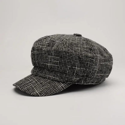 Newsboy Cap Octagonal Hat Plaid Beret Women Autumn Winter