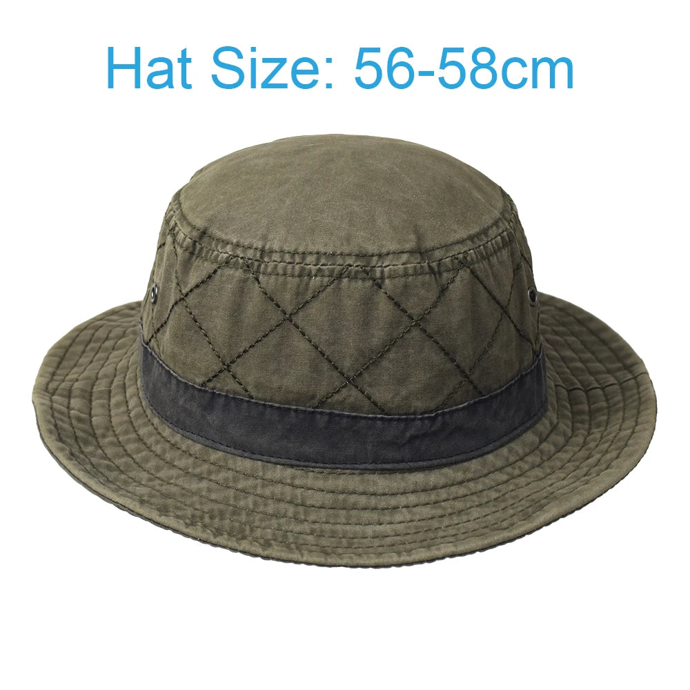 Summer Bucket Hats Men Women Washed Cotton Panama Hat