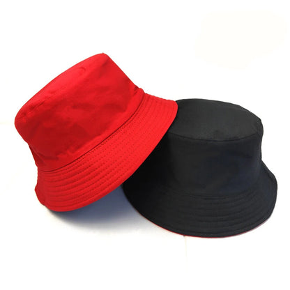 Black Solid Dots Bucket Hat Two Side Wear Unisex Simple Bob Caps