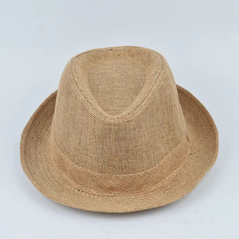 Spring And Summer Men's Hats Fedoras Imitation Linen Top Jazz Hat
