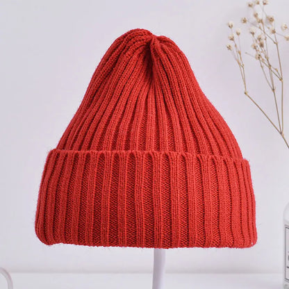 Baby Kids Ribbed Knitted Beanie Hats For Girls Boys