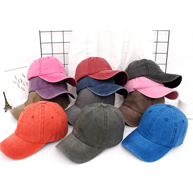 Unisex Cap Plain Color Washed Cotton Baseball Cap Men & Women