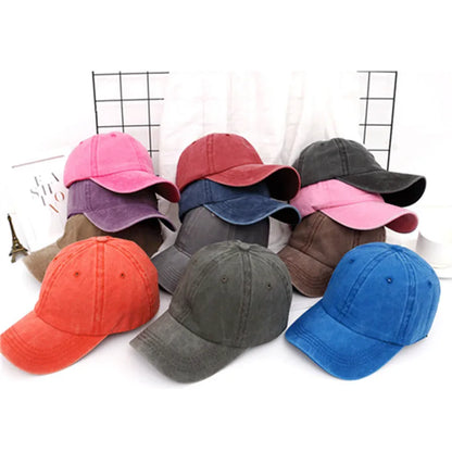 Unisex Cap Plain Color Washed Cotton Baseball Cap Men & Women