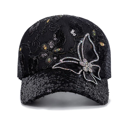 Fashion Women Cap Butterfly Flower Pendant Baseball Cap Female
