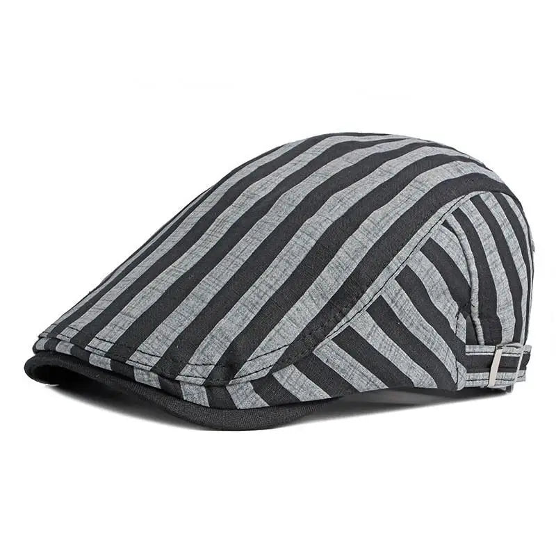 Cotton Solid Color Striped Newsboy Caps