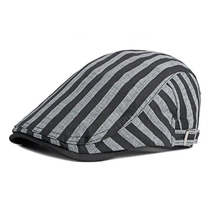 Cotton Solid Color Striped Newsboy Caps
