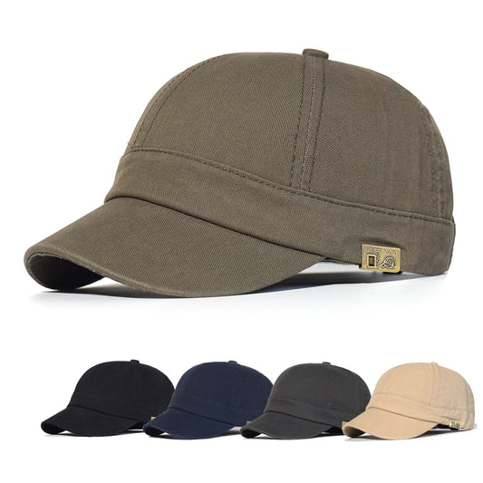 Short Brim Baseball Cap Cotton Men Women Soft Vintage Dad Hat