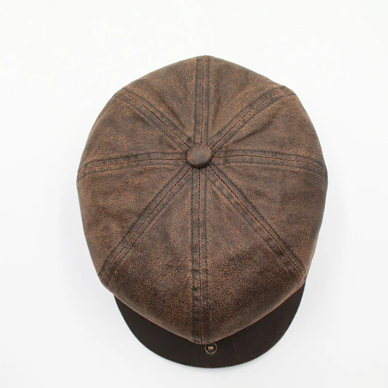 Retro Octagonal Newsboy Cap Man Peaked Beret