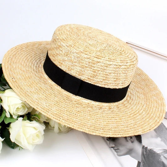 Primary Colors Handmade Super Flat Top Straw Hat