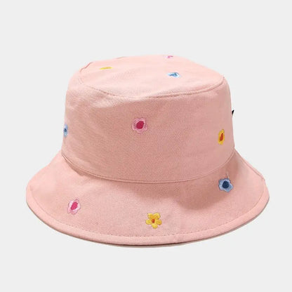 Cotton Flower Embroidery Bucket Hat Fisherman Hat