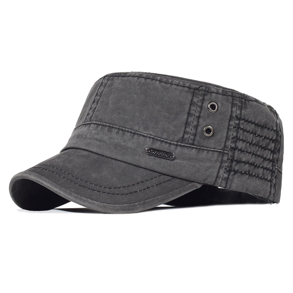 Four Seasons Washed Cotton Flat Caps Men Women Military Cap