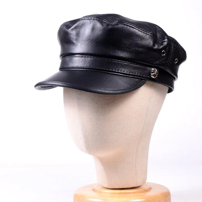 New Women's Ladies Genuine Leather Colorful Military Beret