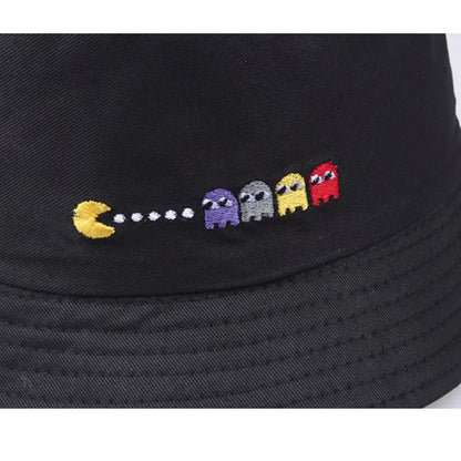 Korean Anime Cartoon Embroidered Basin Hat Eat Peas Fisherman Hat Sun Hat Wholesale Fishing Bucket Hat