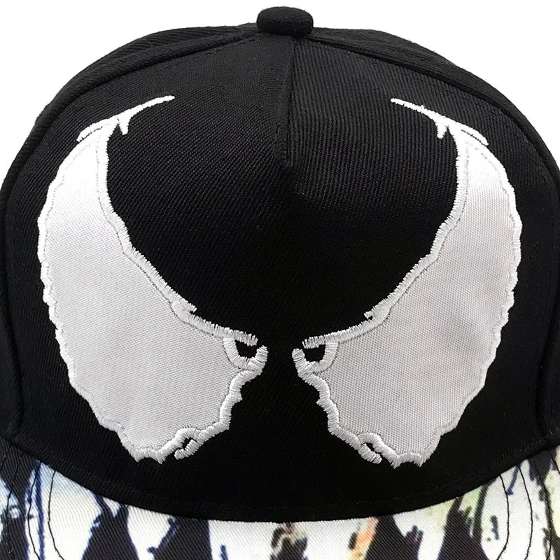 Large Eyes Prints Embroidery Wing Pattern Venom Unisex Hip Hop Caps