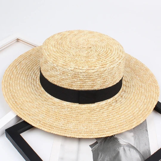 Primary Colors Handmade Super Flat Top Straw Hat