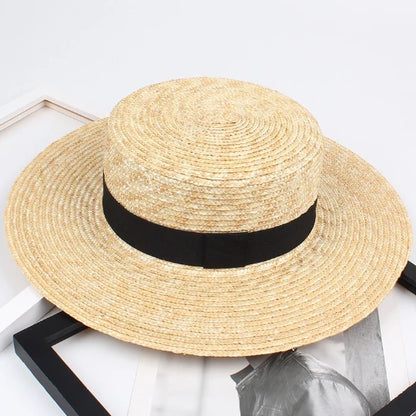 Primary Colors Handmade Super Flat Top Straw Hat