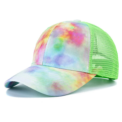 New Fashion Women Tie Dye Cap Multicolor Irregular Print Baseball Cap