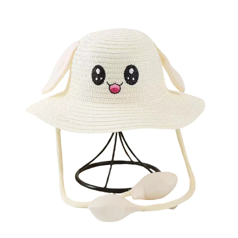 Children's Sun Hats With Moving Ears Woven Straw Hats