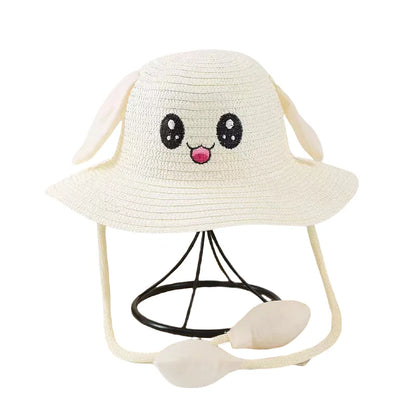Children's Sun Hats With Moving Ears Woven Straw Hats