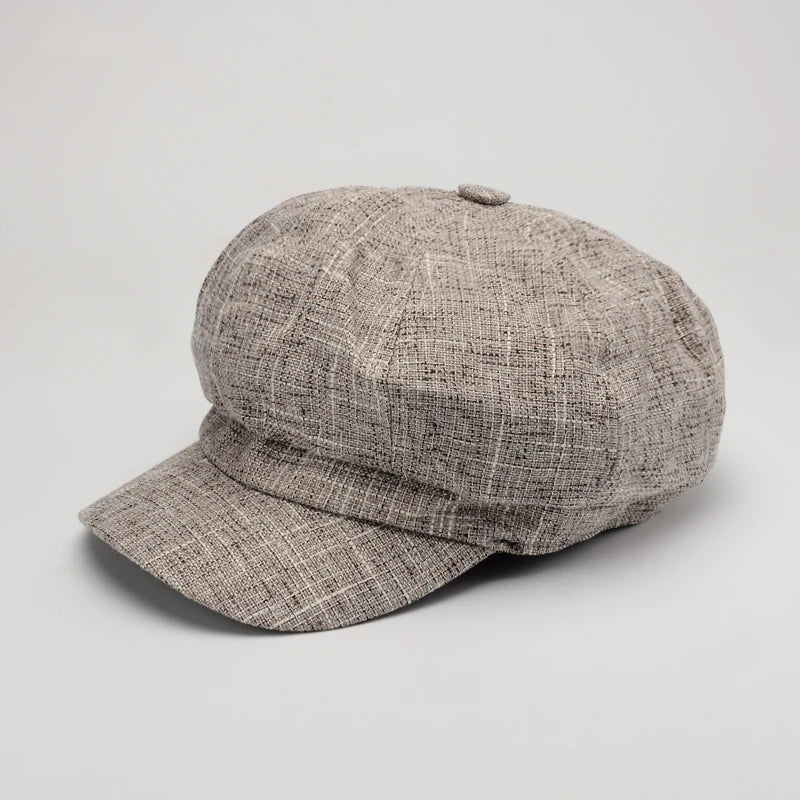 Newsboy Cap Octagonal Hat Plaid Beret Women Autumn Winter