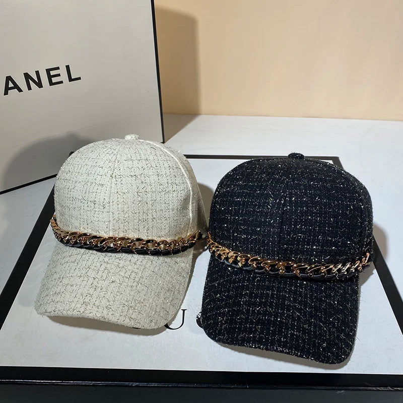 Winter Autumn Chic Casual Outdoor Cap Women‘s Tweed Baseball Caps
