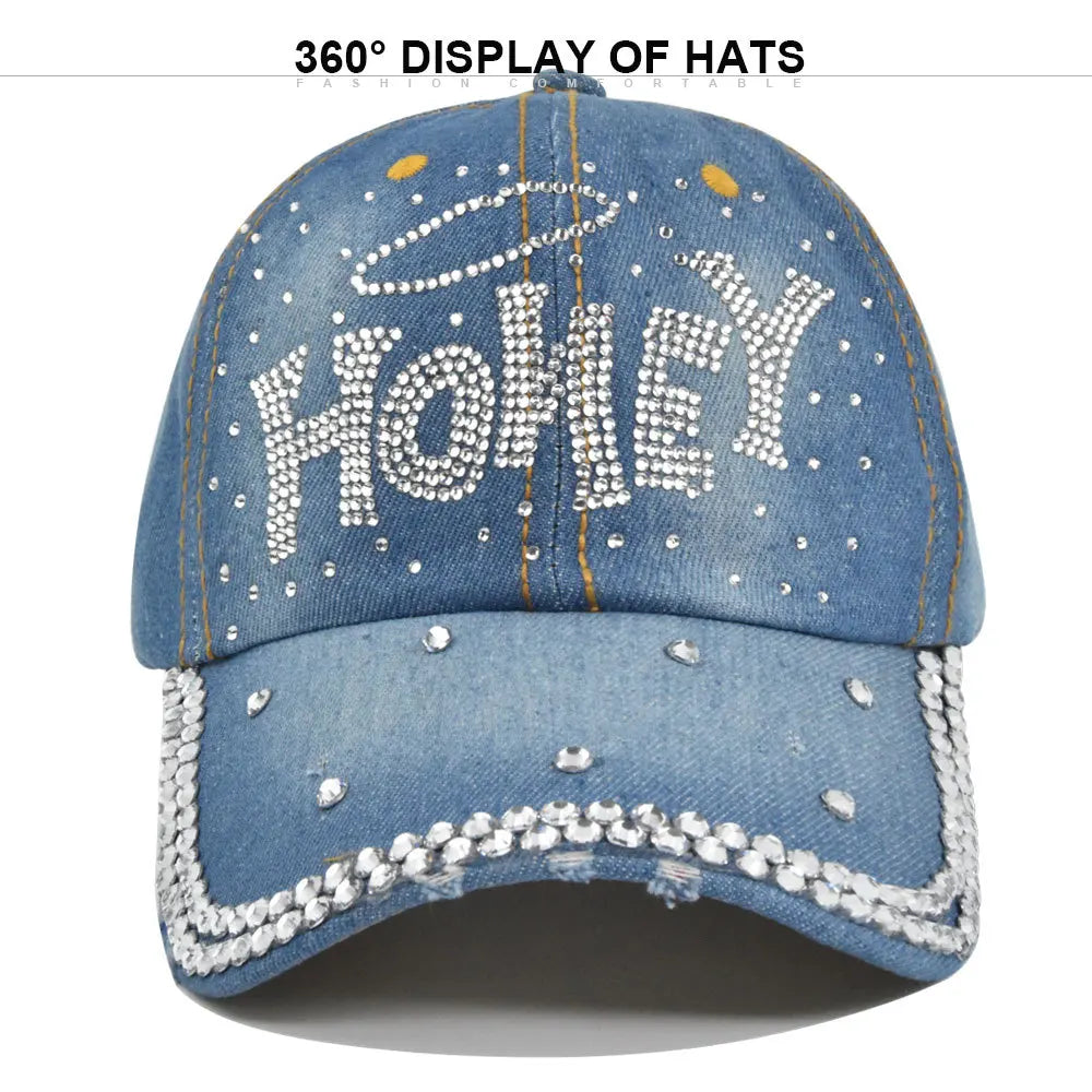 New Style Pure Men And Women Sun Hat Rhinestone Hats