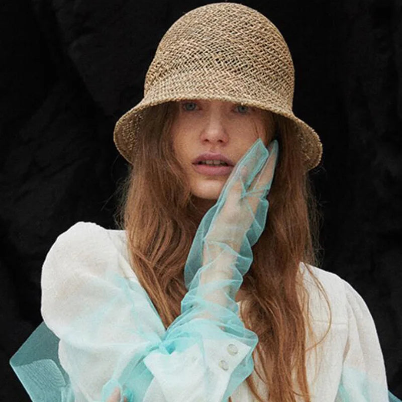 Promotional Price Classical Women Cloche Sun Hat Seagrass Beach Straw Hat