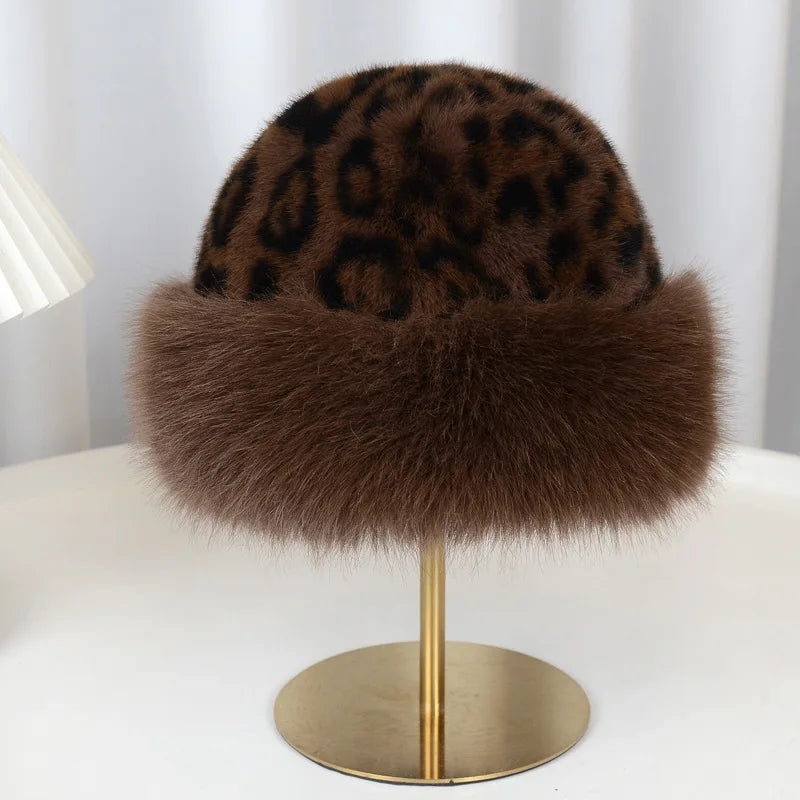 Factory Direct Wholesale Retro Leopard Print Plush Fur Hat