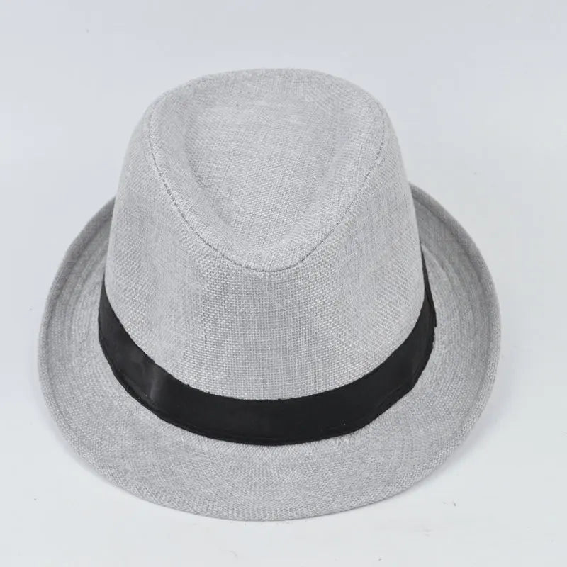 Spring And Summer Men's Hats Fedoras Imitation Linen Top Jazz Hat